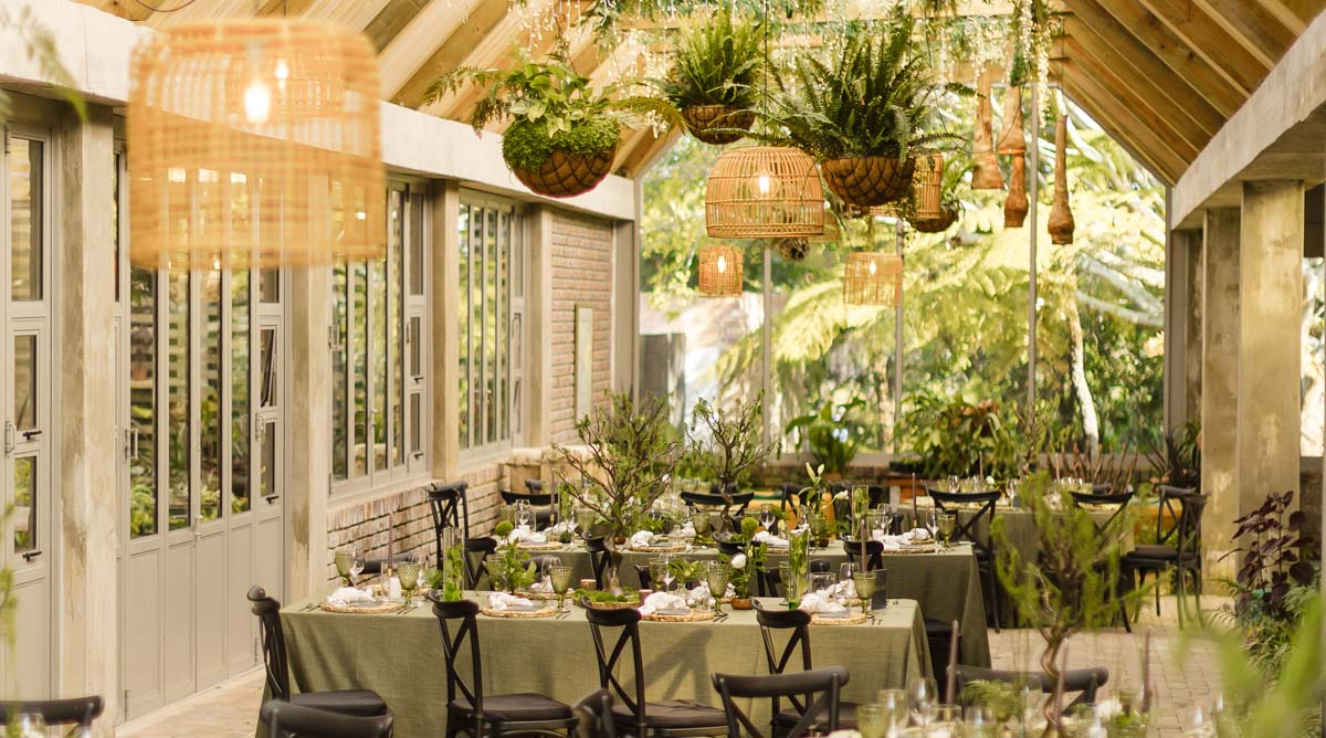 The Fernery Greenhouse restaurant setting.
